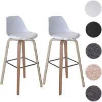 Generique 2x Tabouret De Bar Palmdale, Chaise De Comptoir Avec Dossier Tissu, Blanc