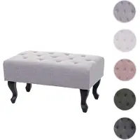 Mendler Ottomane Chesterfield, tabouret, repose-pieds, tissu hydrofuge 39x77x47cm gris