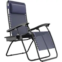LifeGoods Fauteuil de jardin pliable - Chaise longue de jardin - 30°-90° réglable - Métal - Bleu