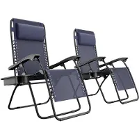 LifeGoods Chaises de jardin pliables - 2 pièces - chaise longue de jardin - 30°-90° réglable - métal - bleu