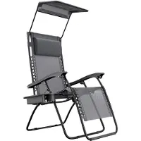 LifeGoods Chaise de jardin pliable - parasol réglable - chaise longue de jardin - 30°-90° réglable - métal - gris