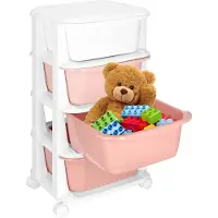 Springos Meuble De Rangement Pour Enfants À Roulettes 4 Tiroirs Plastique