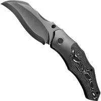 We Knife Couteau pliant Orc Boss, Polished Gray Ti/Aluminum CF, Polished