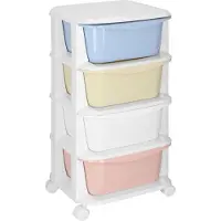 Springos Étagère de rangement en plastique à roulettes avec 4 tiroirs