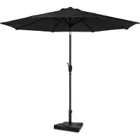 Vonroc Premium Parasol à manche Recanati Ø300cm - Base de parasol et housse de protection incluses - Parasol rond - Inclinable - Toile résistante aux UV - Noir