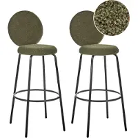 Beliani Ensemble de 2 tabourets de bar vert boucle noir pieds en acier design moderne canapé de salle à manger