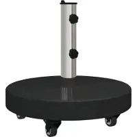 vidaXL Pied de parasol 30 kg, noir granit et acier inoxydable, rond