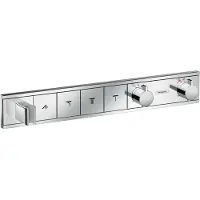 Hansgrohe robinet thermostatique encastré RainSelect pour 4 points de puisage, avec support de pommeau de douche intégré, finition chrome