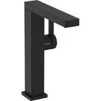 Hansgrohe robinet de lavabo monocommande Tecturis E, finition noir mat, avec technologie CoolStart, conçu pour les vasques à poser et équipé d'un système de bonde à ouverture par pression