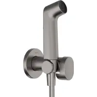 Hansgrohe Bidette Douchette à main 1jet S EcoSmart pour eau chaude avec support de douche et flexibles de douche 125cm, 29232340