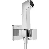 Hansgrohe Bidette Douchette à main 1jet E EcoSmart pour eau chaude, avec support de douche et flexibles de douche, 29233000