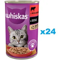 Whiskas Adult 24x400 g nourriture complète humide pour chats adultes avec bœuf en sauce