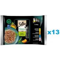 Sheba Nature's Collection Selection of Flavours 52x85 g nourriture complète humide pour chats adultes en sauce avec du poulet, de la dinde, du thon, du saumon.