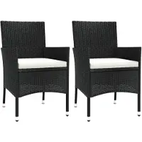 vidaXL Chaises de jardin avec coussins 2 pcs. noir poly rotin
