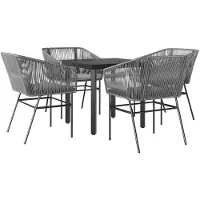 vidaXL Ensemble de jardin 5 pièces avec coussins Gris Poly rotin Verre
