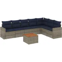 vidaXL Ensemble de jardin canapé 8 pièces avec coussins Gris Poly rotin