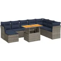 vidaXL Ensemble de salon de jardin 6 pièces avec coussins Gris Poly rotin
