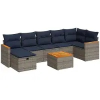 vidaXL Ensemble de jardin canapé 8 pièces avec coussins Gris Poly rotin
