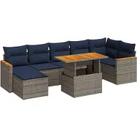 vidaXL Ensemble de jardin canapé 8 pièces avec coussins Gris Poly rotin