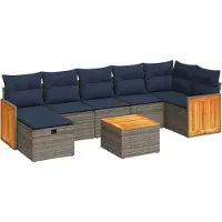 vidaXL Ensemble de jardin canapé 8 pièces avec coussins Gris Poly rotin
