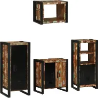 vidaXL Ensemble de meubles de salle de bains avec étagère 4 pcs Bois massif upgecyclé