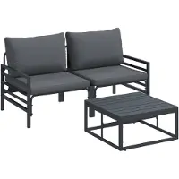 vidaXL Ensemble de 3 canapés de jardin , couleur noire, en acier