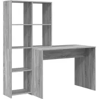 vidaXL Bureau , couleur Sonoma gris, 138,5 x 55 x 143 cm, fabriqué en panneaux de particules