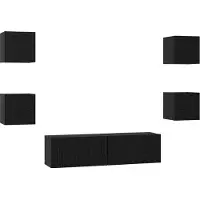 vidaXL : Ensemble de 6 meubles TV, finition bois imitation chêne, coloris noir, en panneaux de particules