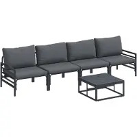 vidaXL Ensemble de 5 assises de jardin , couleur noire, en acier