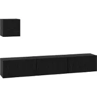 vidaXL Ensemble de meubles TV 4 pcs Noir imitation chêne Matériau dérivé du bois
