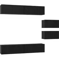vidaXL Ensemble de meubles TV 6 pcs Noir imitation chêne Matériau dérivé du bois