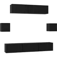 vidaXL Ensemble de meubles TV 7 pcs Noir imitation chêne Matériau dérivé du bois