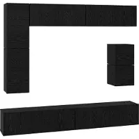 vidaXL : Ensemble de meubles TV, 8 pièces, imitation bois chêne, coloris noir, fabriqué en panneaux de particules