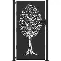 vidaXL Porte de Jardin Noir 100 x 200 cm Acier peint par poudre