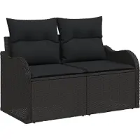 vidaXL Ensemble de canapés de jardin , 6 pièces, noir, en résine tressée