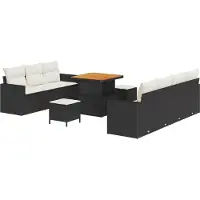 vidaXL Ensemble de canapés de jardin , 10 pièces, 7 places, noir et crème
