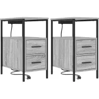 vidaXL Table de chevet avec tiroir 2 pcs Sonoma gris 30 x 48 x 61 cm