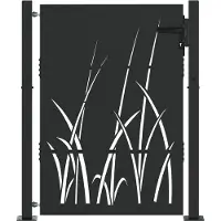 vidaXL Porte de Jardin, Portail de jardin 105x75 cm en acier corten design herbe