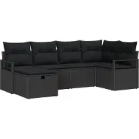 vidaXL Ensemble canapé avec coussins avec mémoire noir poly rotin