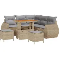 vidaXL Ensemble de canapés de jardin , 8 pièces, 7 places, beige et gris clair