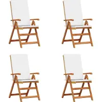 vidaXL Chaise de jardin, lot de 4, marron et blanc, 57 x 71,5 x 104 cm