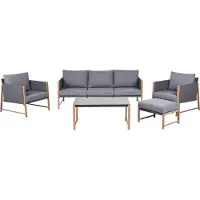 Beliani Ensemble De Salon De Jardin Avec Table Et Ottoman 5 Places Nola Métal Gris