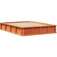 vidaXL Cadre de lit brun cireux 135 x 190 cm Pin massif