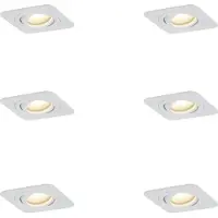 QAZQA Ensemble de 6 spots encastrables ronds blancs GU10 50mm orientables et inclinables IP44 - Alberto