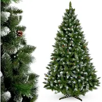 Kadax Sapin de Noël artificiel avec givre et cônes 220 cm, vert Sapin avec 521 branches