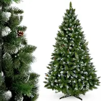 Kadax Sapin de Noël artificiel 180 cm avec givre et cônes, vert Sapin avec 391 branches