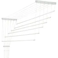 Kadax Séchoir à linge de plafond "Torp", capacité de charge 12kg, 6 barres, 90 cm, blanc