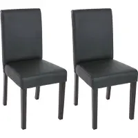 Mendler Lot de 2 chaises de séjour Littau simili-cuir, noir mat, pieds foncés