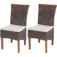 Mendler 2x chaise de salle à manger Savona, fauteuil, rotin avec coussin