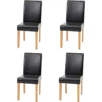 Generique Lot de 4 chaises de séjour Littau simili-cuir, noir, pieds clairs